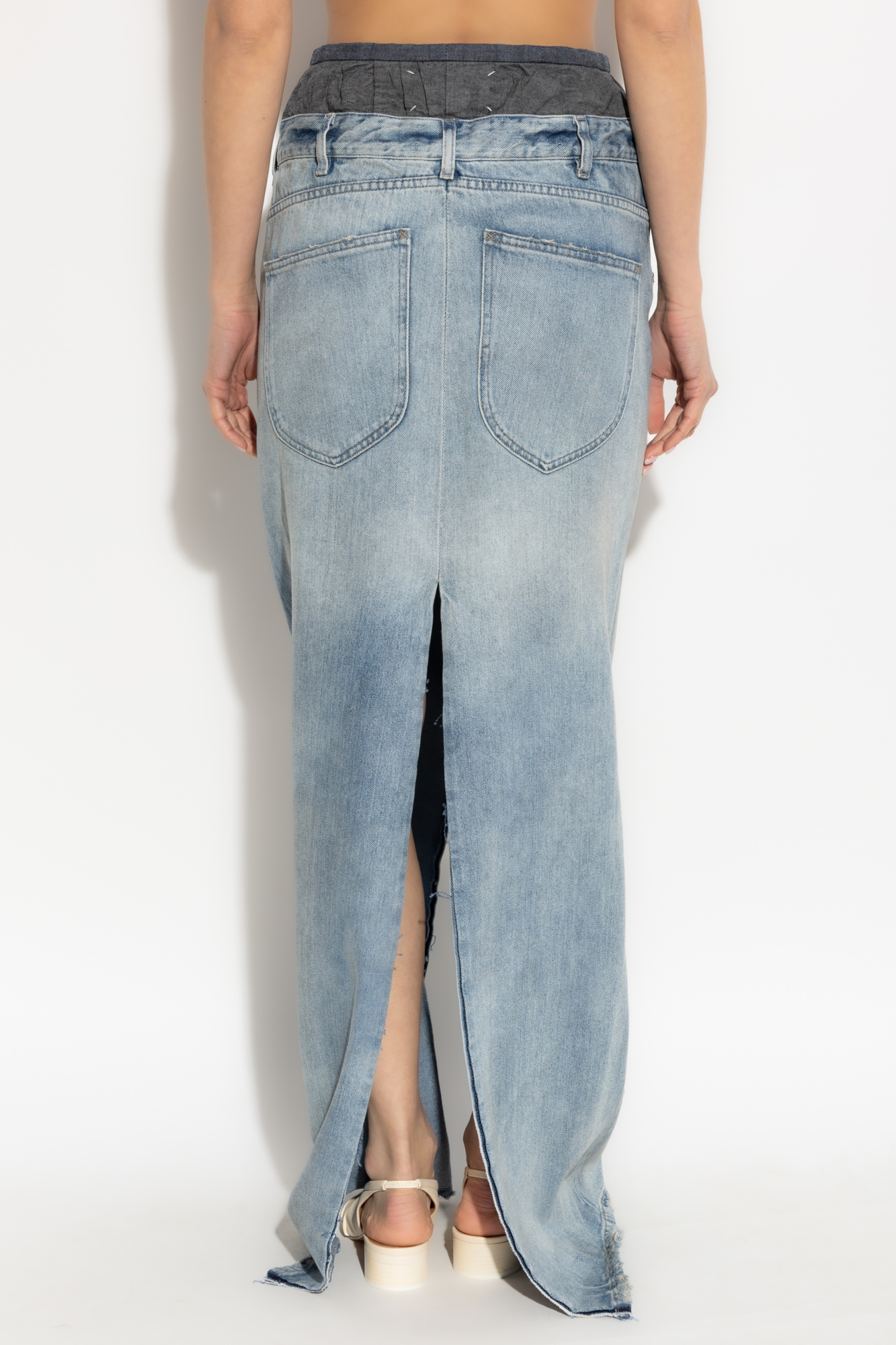 【関税込み】maison margiela SLITS DENIM SKIRT MM6 Maison Margiela Long Denim Skirt in Blue | WE ARE ICONIC